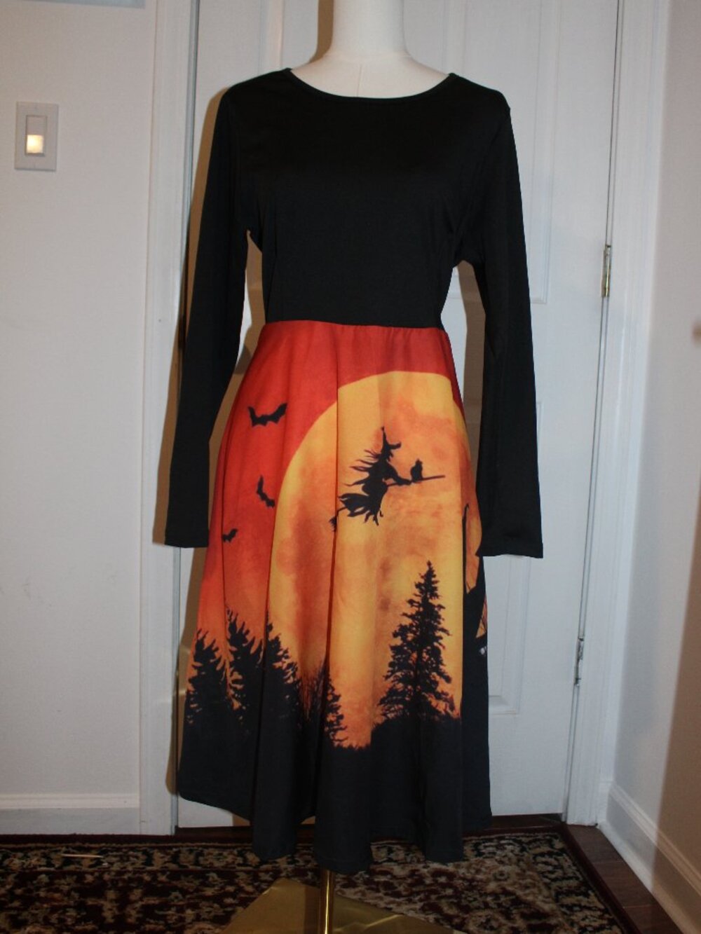 Spooky Halloween Dress Crew Neck Long Sleeve